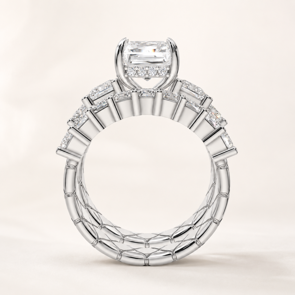 3.40 CT  Radiant Cut  Lab Grown Diamond Statement Ring Yellow Gold, White Gold & Rose Gold - view 2
