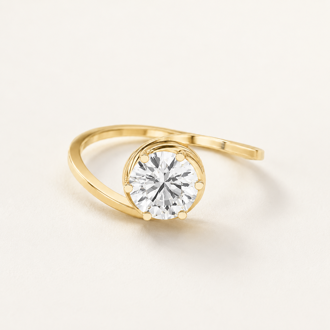 1 CT Round Solitaire Diamond Ring in Yellow, White & Rose Gold
