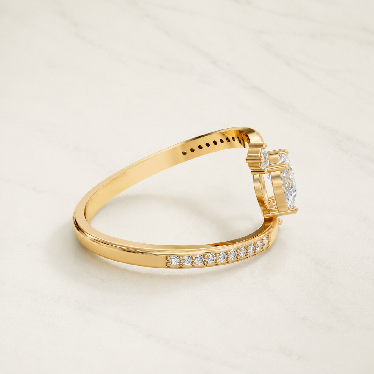 0.60 CT Pear Diamond Ring in Yellow Gold, White Gold & Rose Gold - view 2