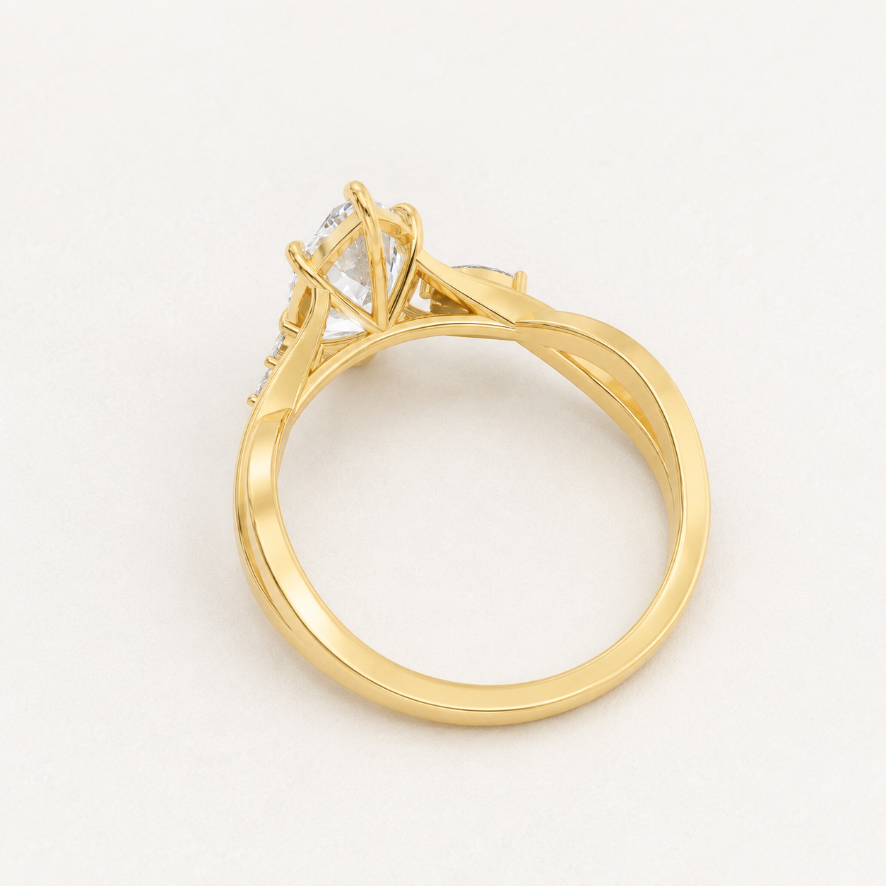 1.60 CT Marquise Diamond Ring in Yellow, White & Rose Gold - view 2