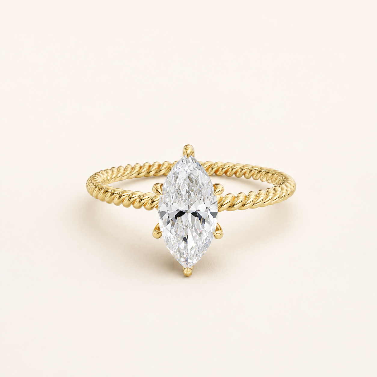 1.27 CT Marquise Diamond Twisted Ring in Yellow, White & Rose Gold