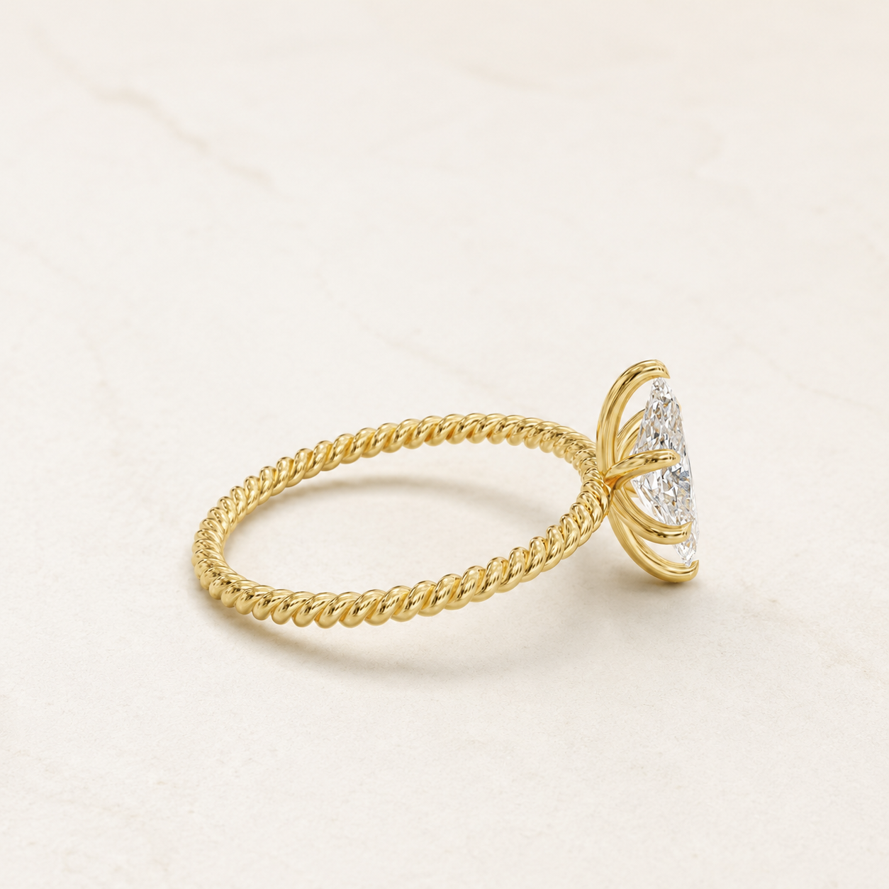 1.27 CT Marquise Diamond Twisted Ring in Yellow, White & Rose Gold - view 2