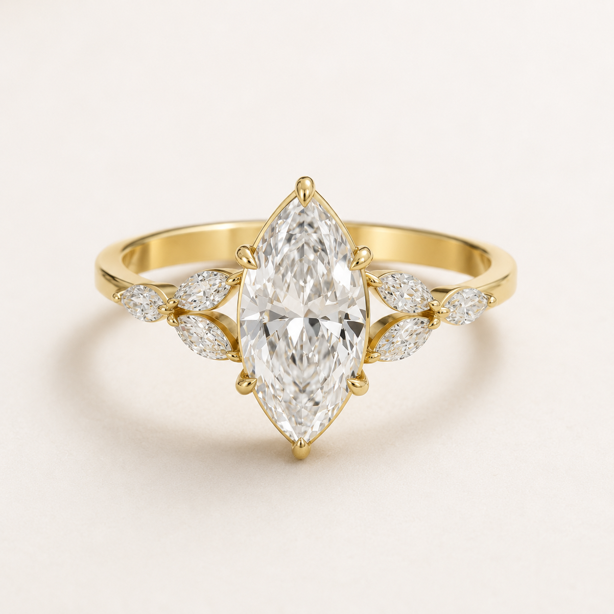 1.27 CT Marquise Diamond Accent Ring in Yellow, White & Rose Gold