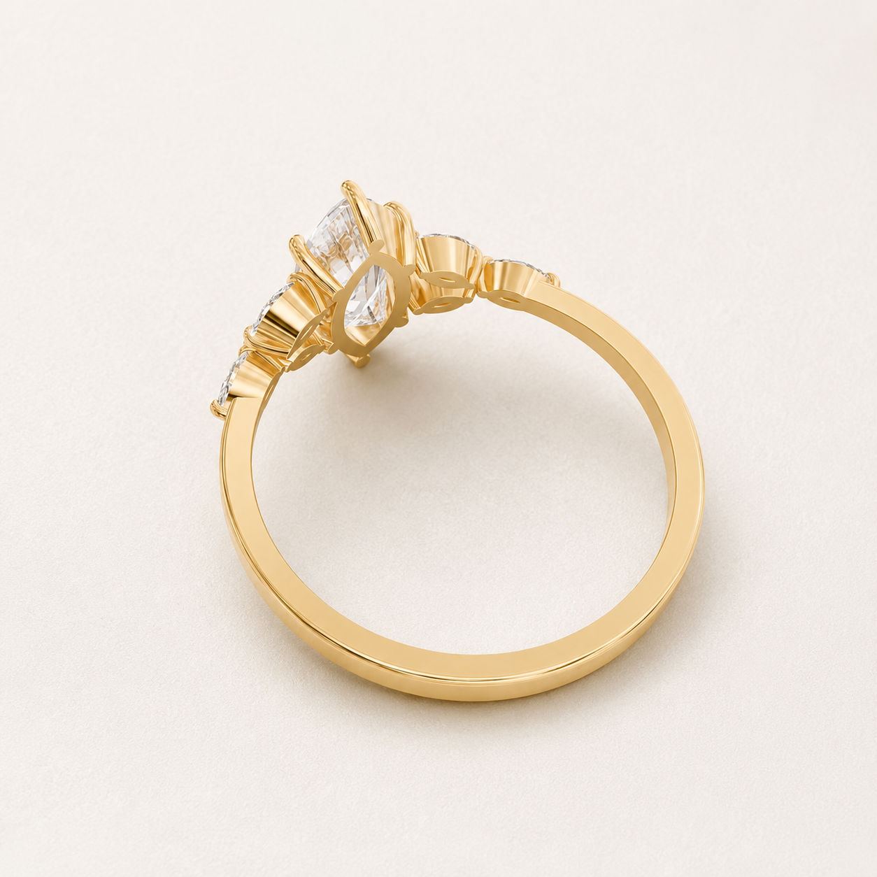 1.27 CT Marquise Diamond Accent Ring in Yellow, White & Rose Gold - view 2