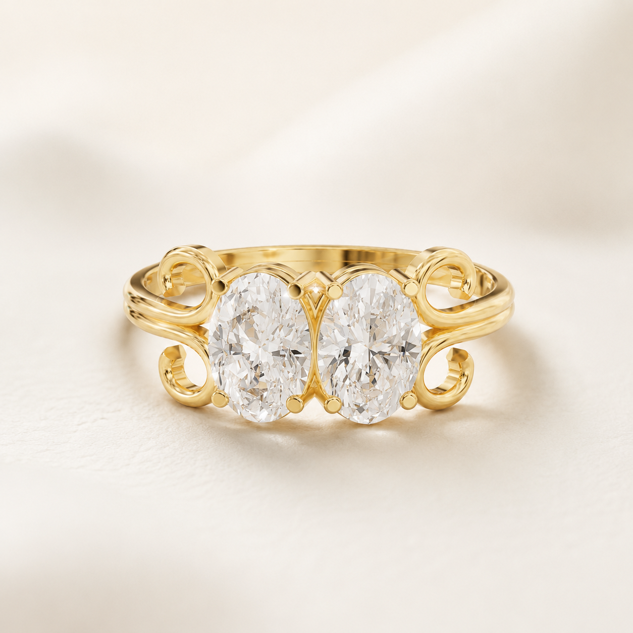 1.20 CT Double Oval Diamond Ring in Gold Yellow, White & Rose Gold
