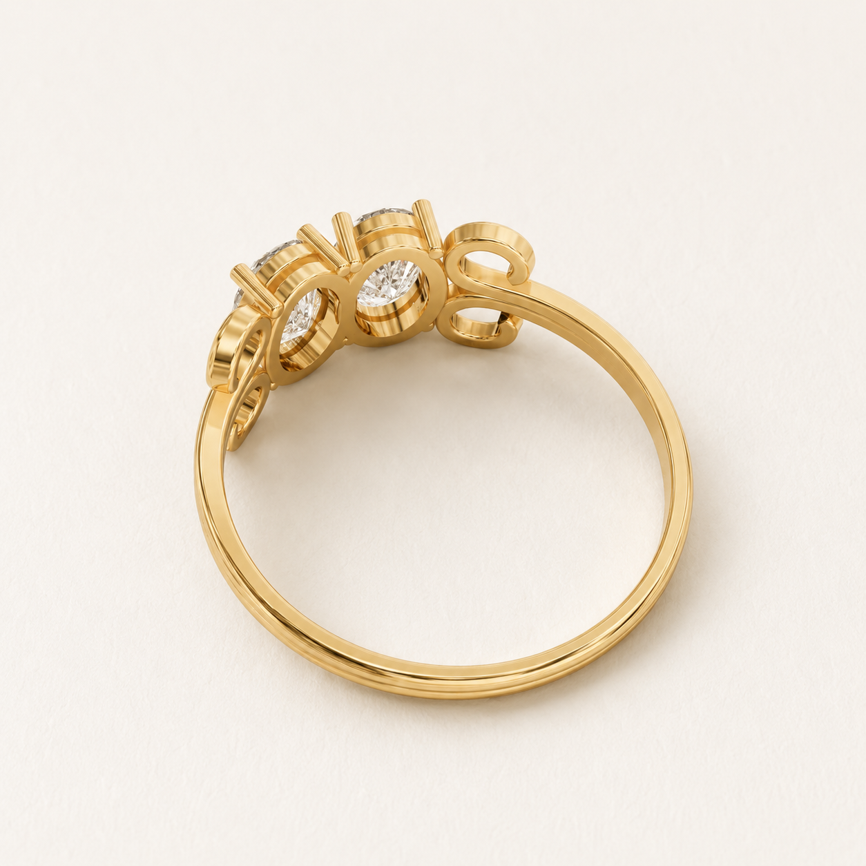 1.20 CT Double Oval Diamond Ring in Gold Yellow, White & Rose Gold - view 2