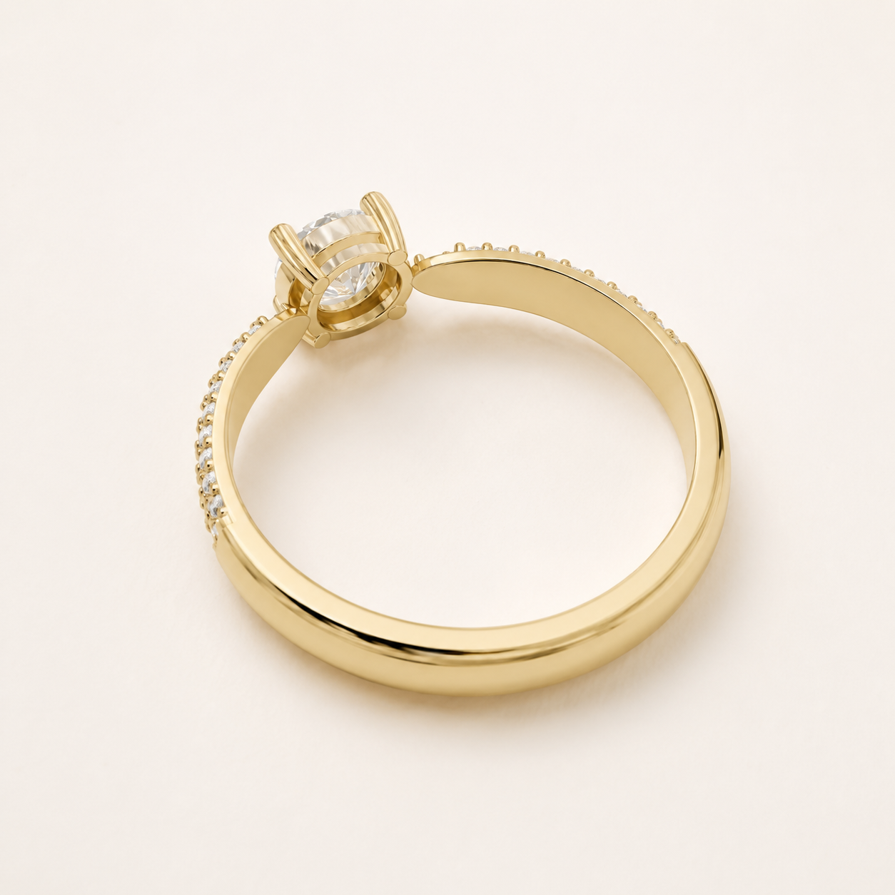 0.50 CT Round Diamond Pave Ring in Yellow, White & Rose Gold - view 2