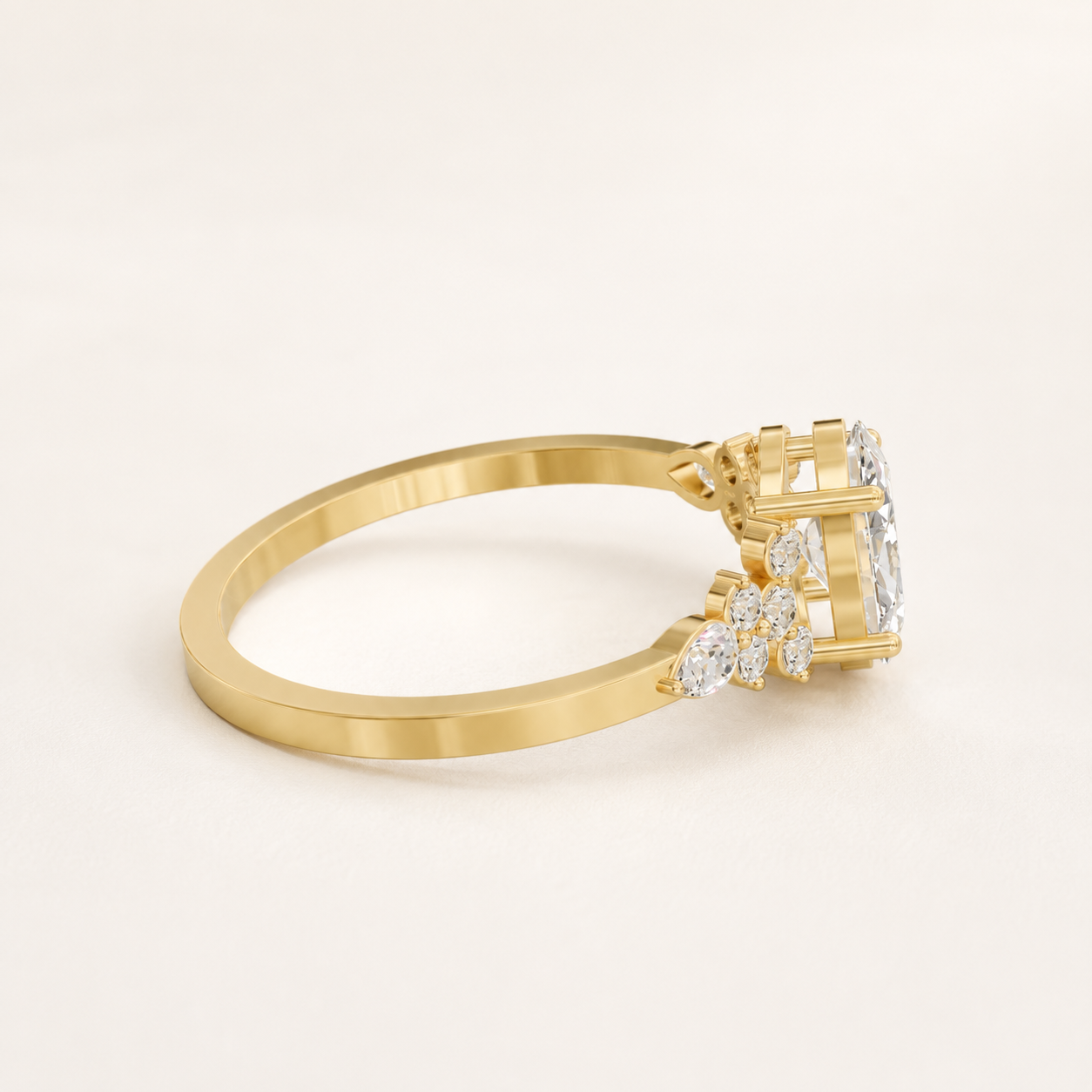 1.15 CT Oval Diamond Cluster Ring in Gold Yellow, White & Rose Gold - view 2