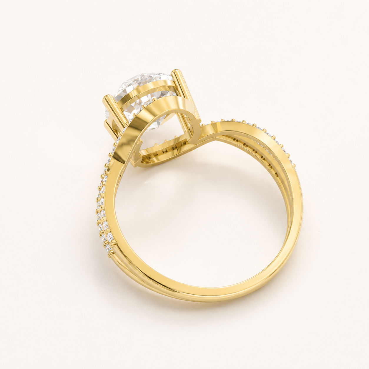 2 CT Round Diamond Swirl Ring in Yellow, White & Rose Gold - view 2