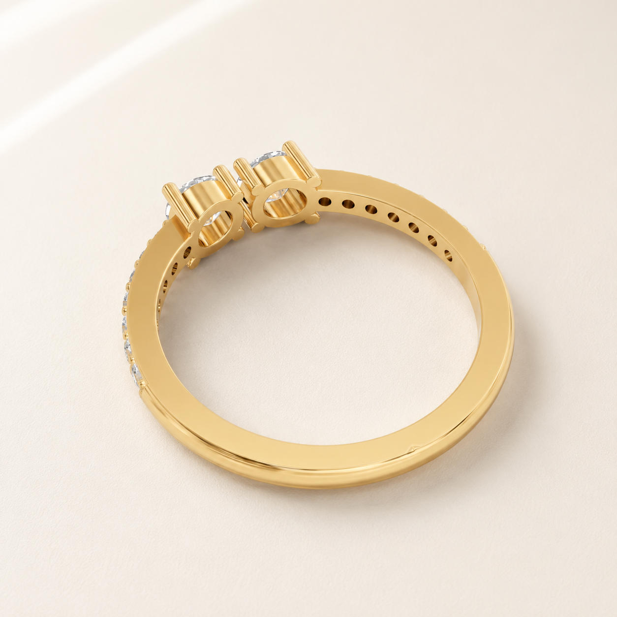 0.50 CT Double Round Diamond Ring in Yellow, White & Rose Gold - view 2