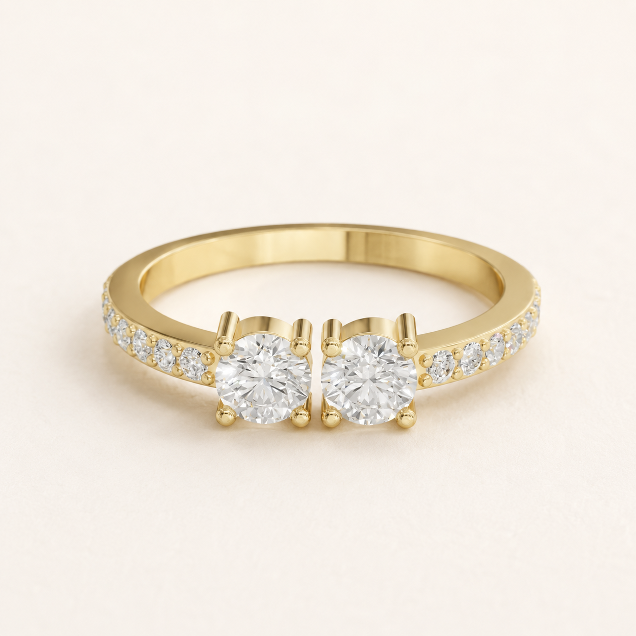 0.50 CT Double Round Diamond Ring in Yellow, White & Rose Gold
