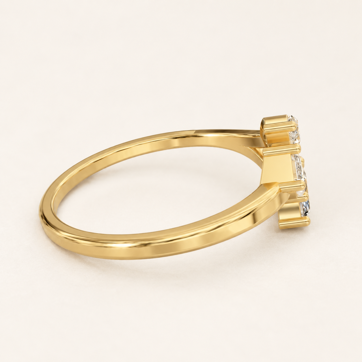 0.26 CT Emerald & Marquise Diamond Ring in Yellow, White & Rose Gold - view 2