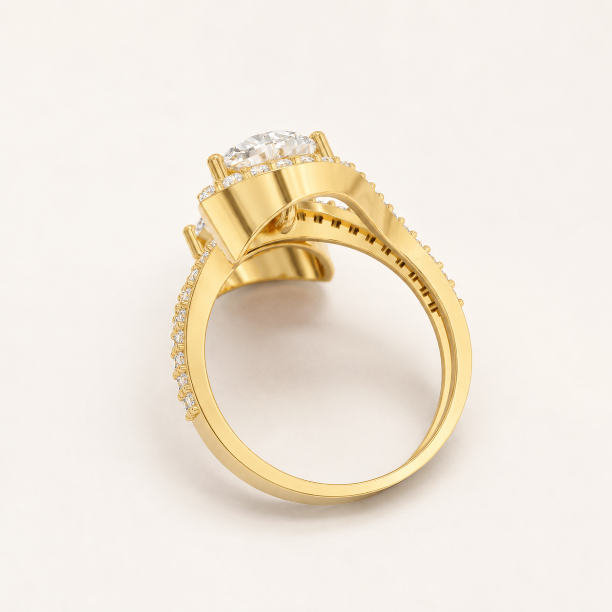 2.30 CT Double Oval Diamond Wrap Ring in Yellow, White & Rose Gold - view 2
