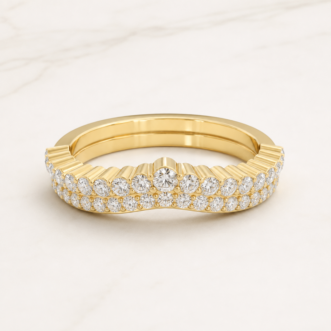 0.27 CT Double-Row Diamond Band in Yellow, White & Rose Gold