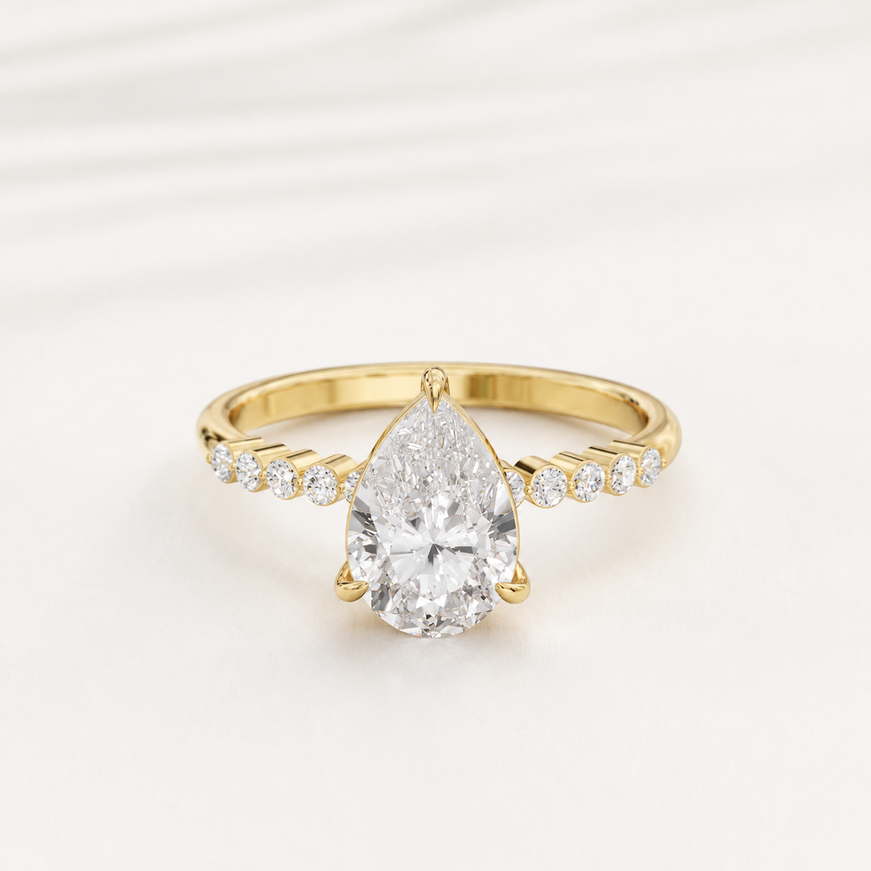 1.27 CT Pear Diamond Ring in Yellow, White & Rose Gold