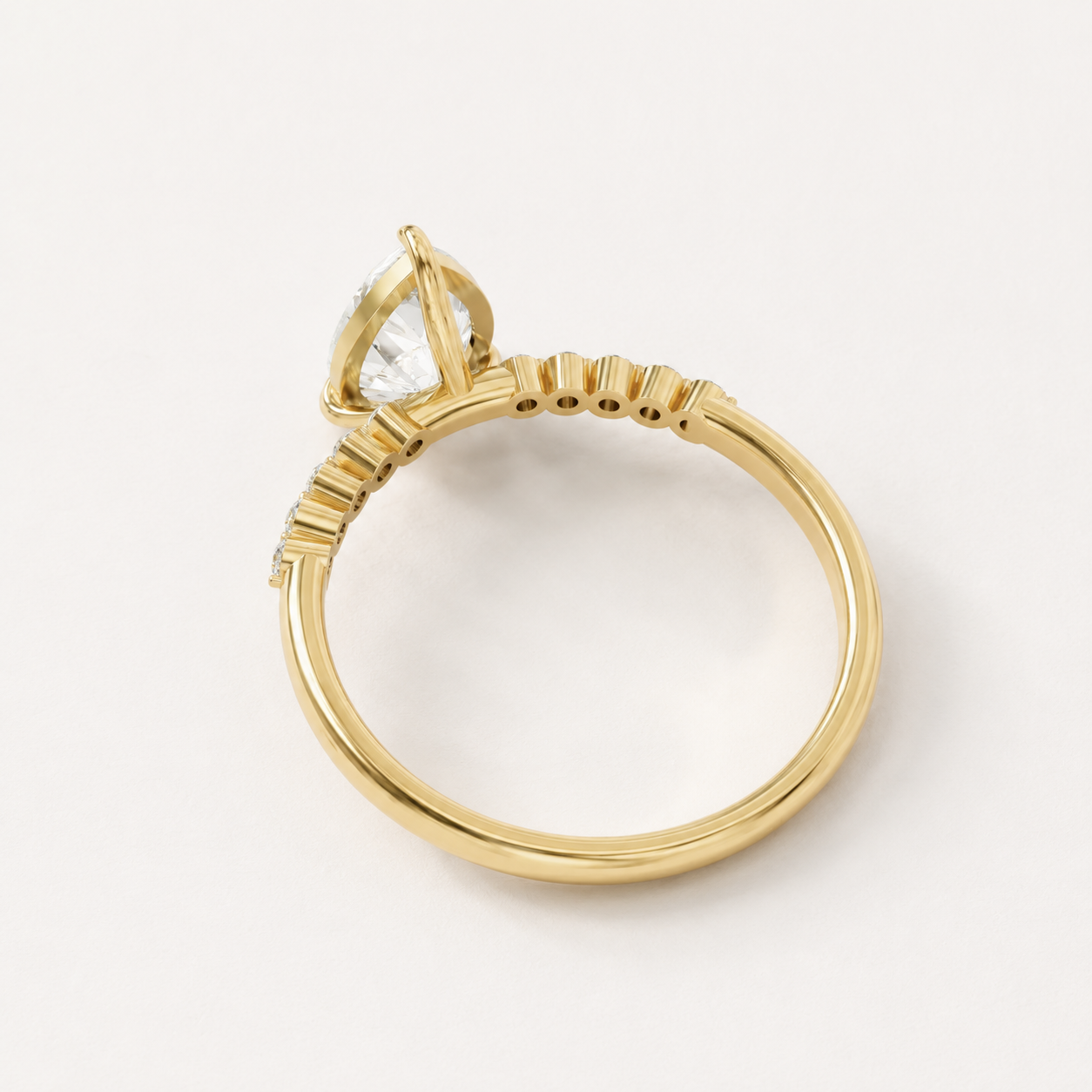 1.27 CT Pear Diamond Ring in Yellow, White & Rose Gold - view 2