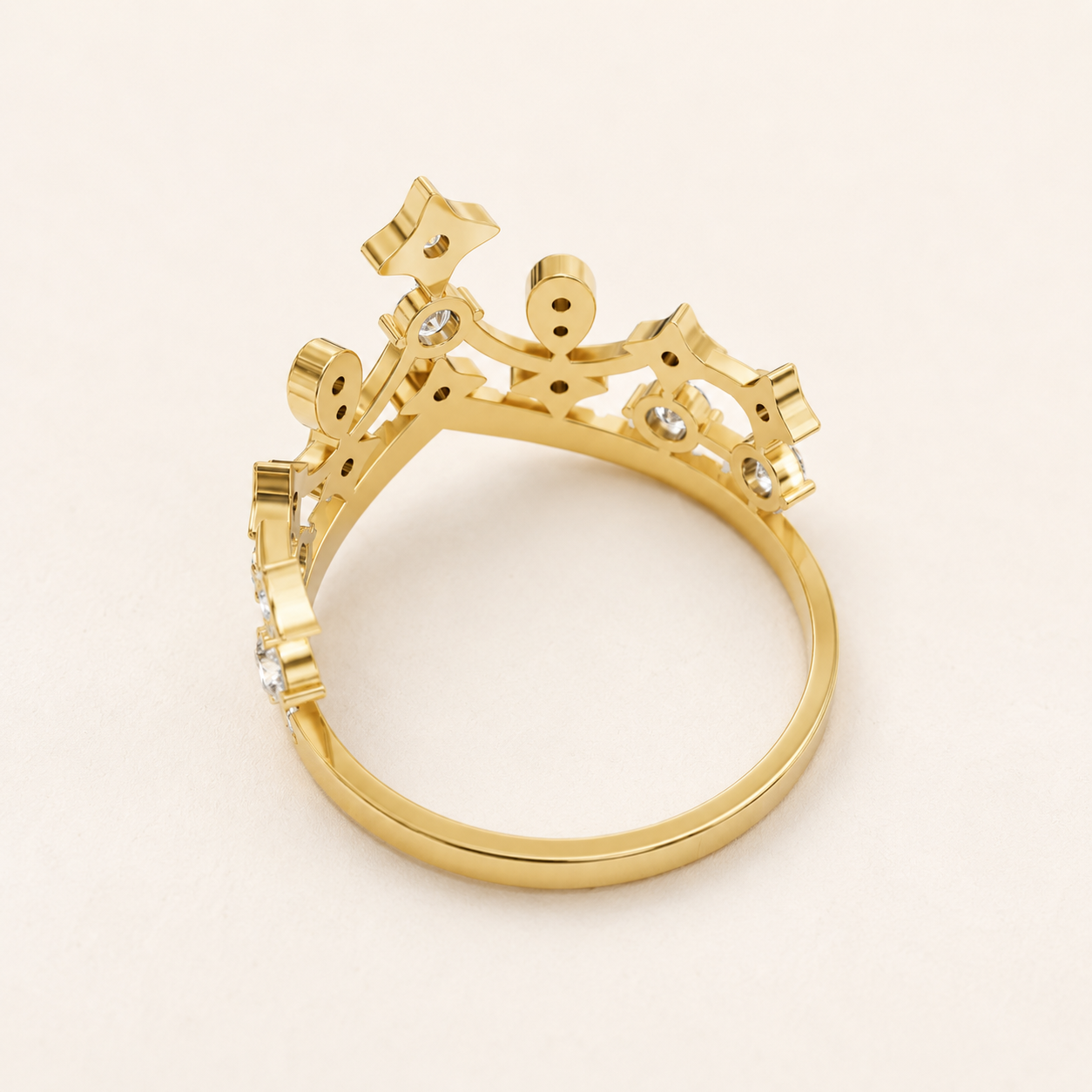 0.35 CT Crown Diamond Ring in Yellow, White & Rose Gold - view 2
