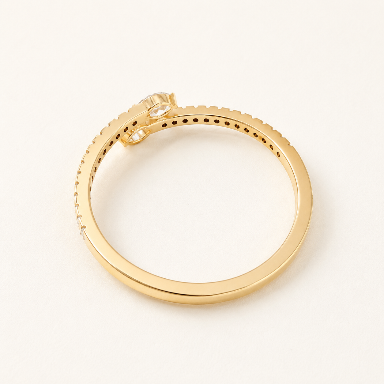 0.13 CT Marquise Diamond Open Band Ring in Yellow, White & Rose Gold - view 2