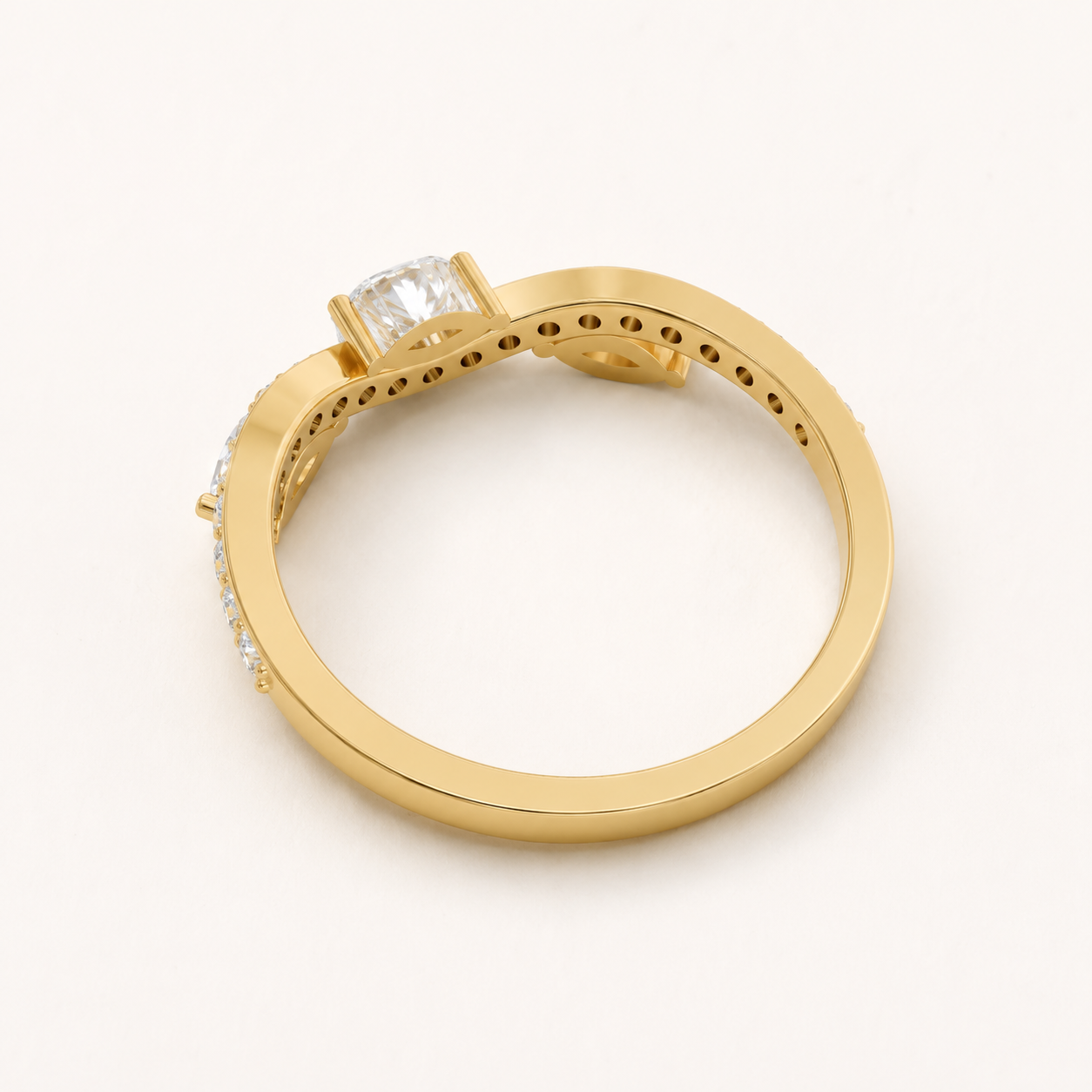0.315 CT Marquise Diamond Chevron Ring in Yellow, White & Rose Gold - view 2