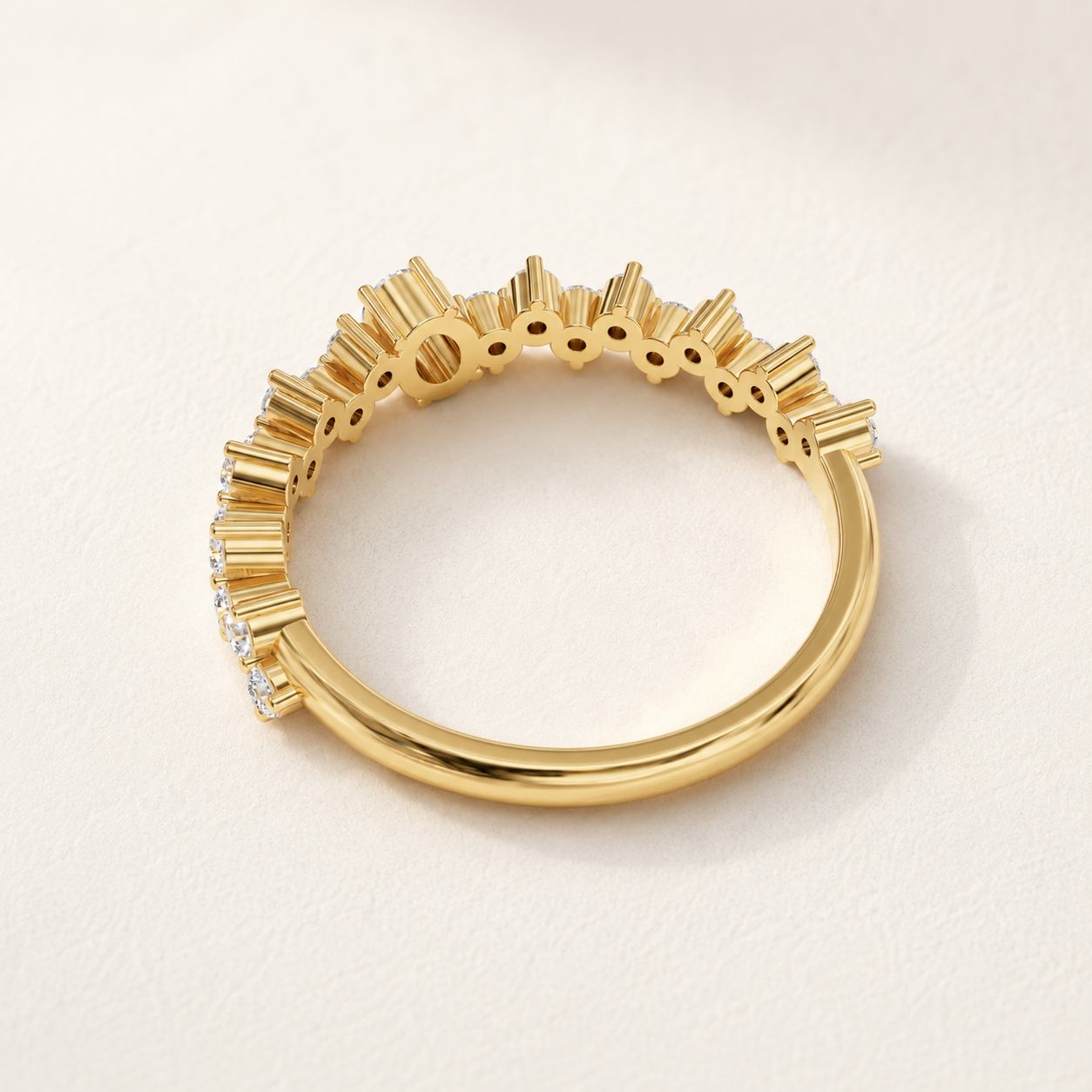 0.40 CT Oval Diamond Crown Ring in Yellow, White & Rose Gold - view 2