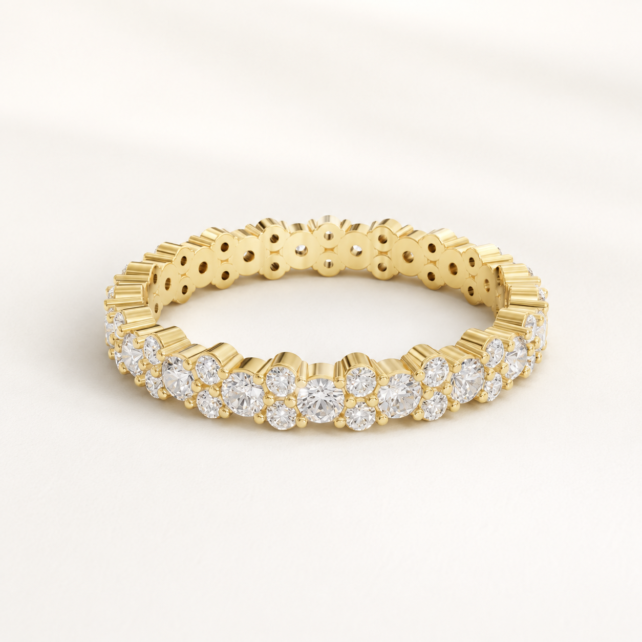 0.570 CT Round Diamond Band Ring in Yellow Gold, White Gold & Rose Gold