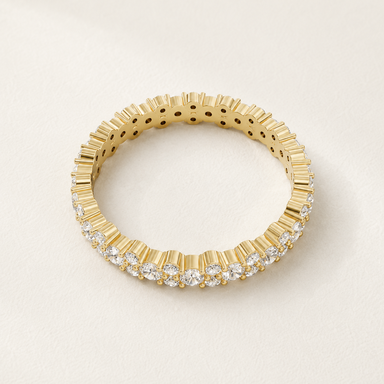 0.570 CT Round Diamond Band Ring in Yellow Gold, White Gold & Rose Gold - view 2