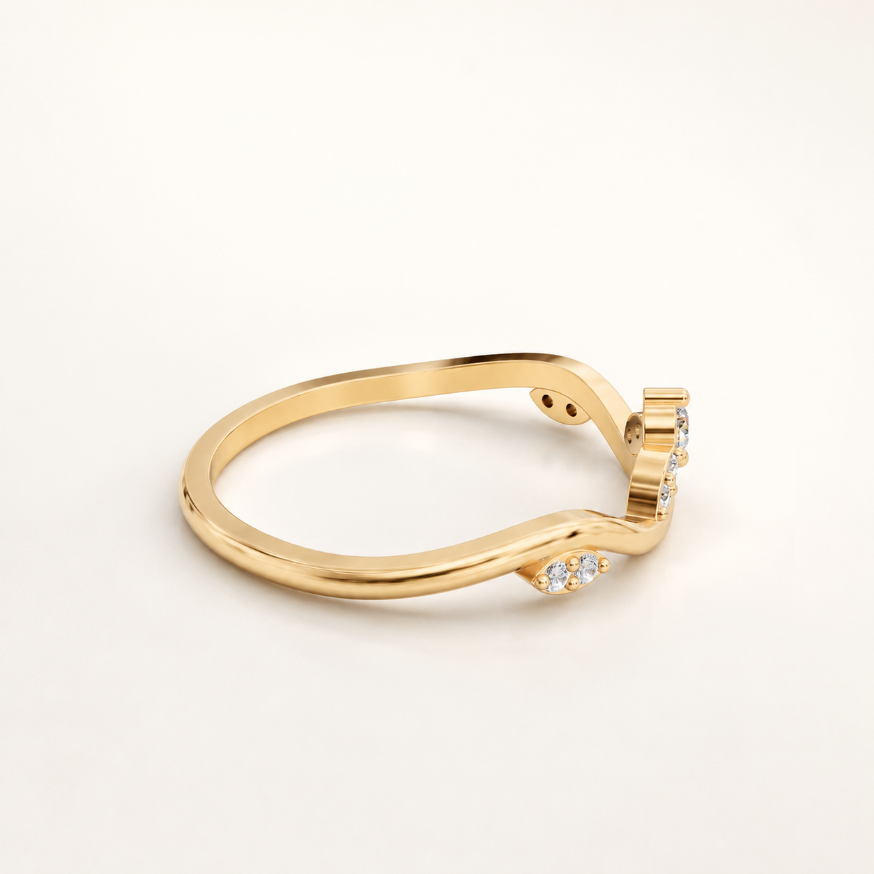 0.040 CT Round Diamond Crown Ring in Yellow Gold, White Gold & Rose Gold - view 2