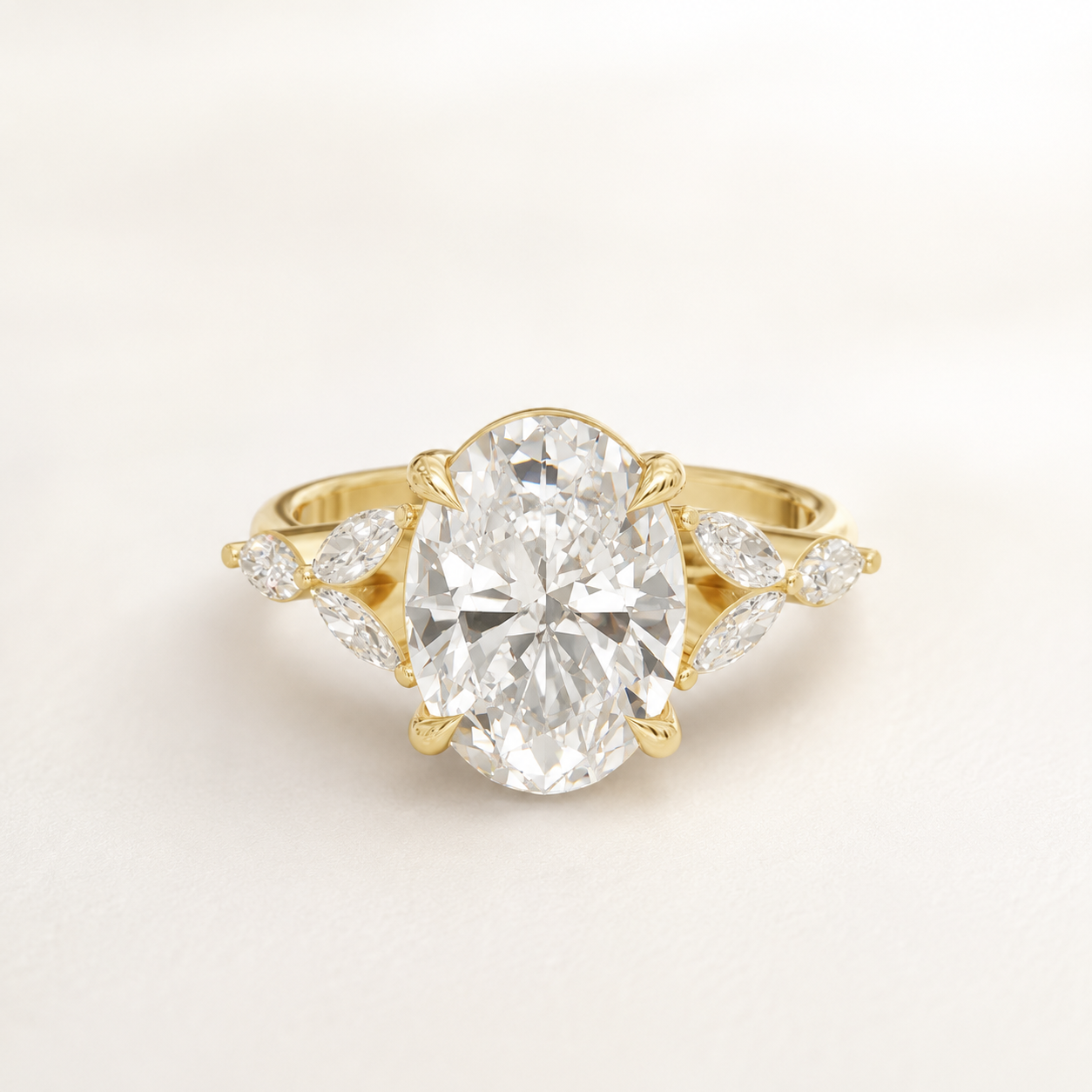 2.90 CT Oval Diamond Ring in Yellow Gold, White Gold & Rose Gold