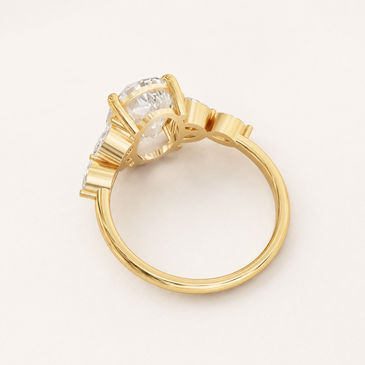2.90 CT Oval Diamond Ring in Yellow Gold, White Gold & Rose Gold - view 2