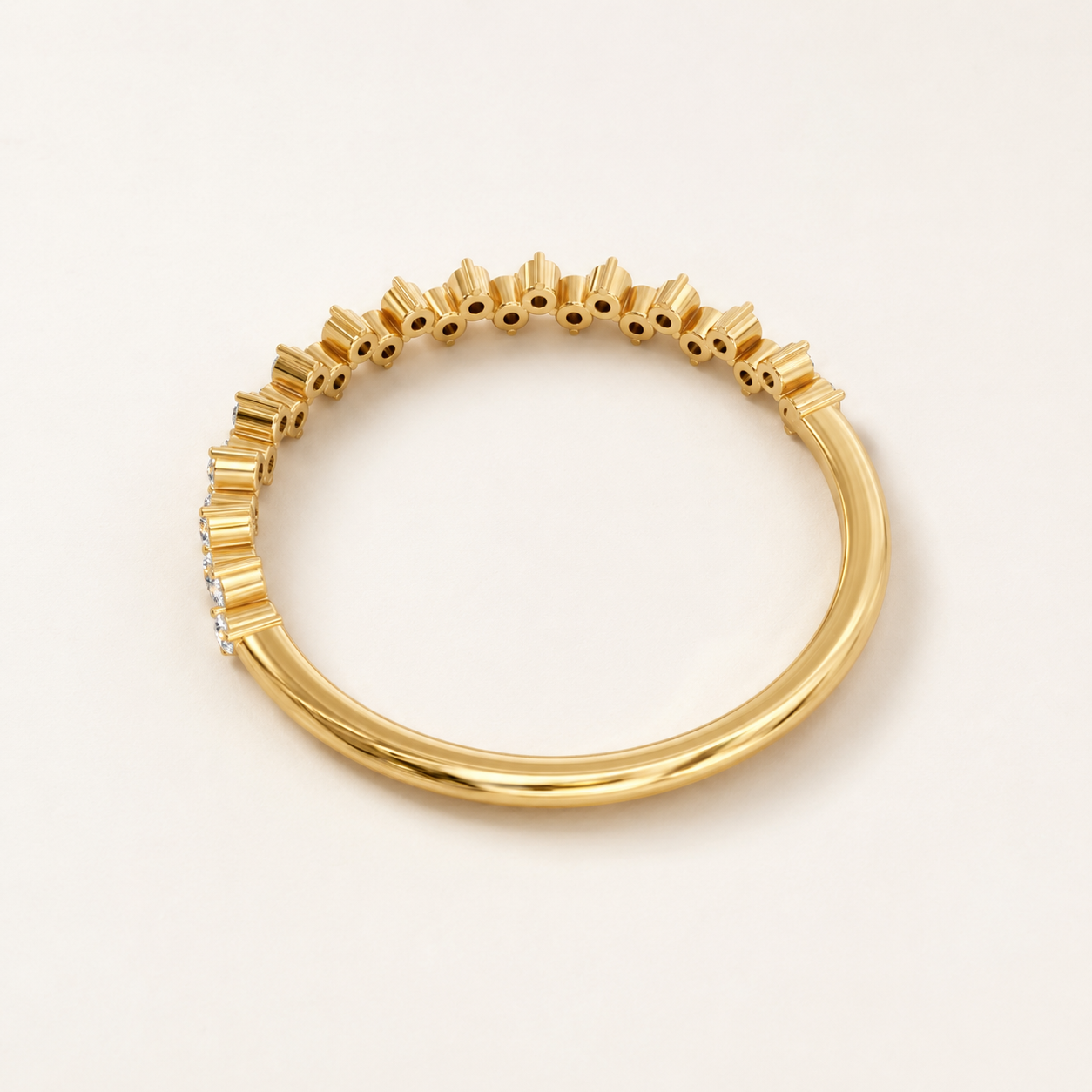 0.162 CT Round Diamond Curved Band Ring in Yellow Gold, White Gold & Rose Gold - view 2