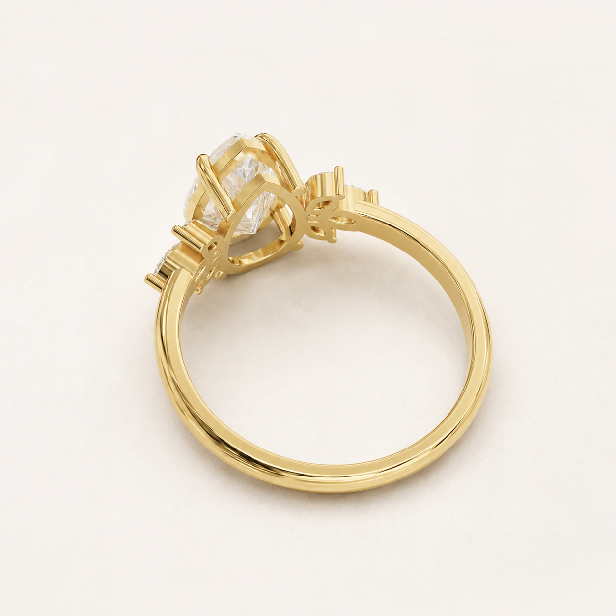 1.60 CT Pear Diamond Floral Ring in Yellow Gold, White Gold & Rose Gold - view 2