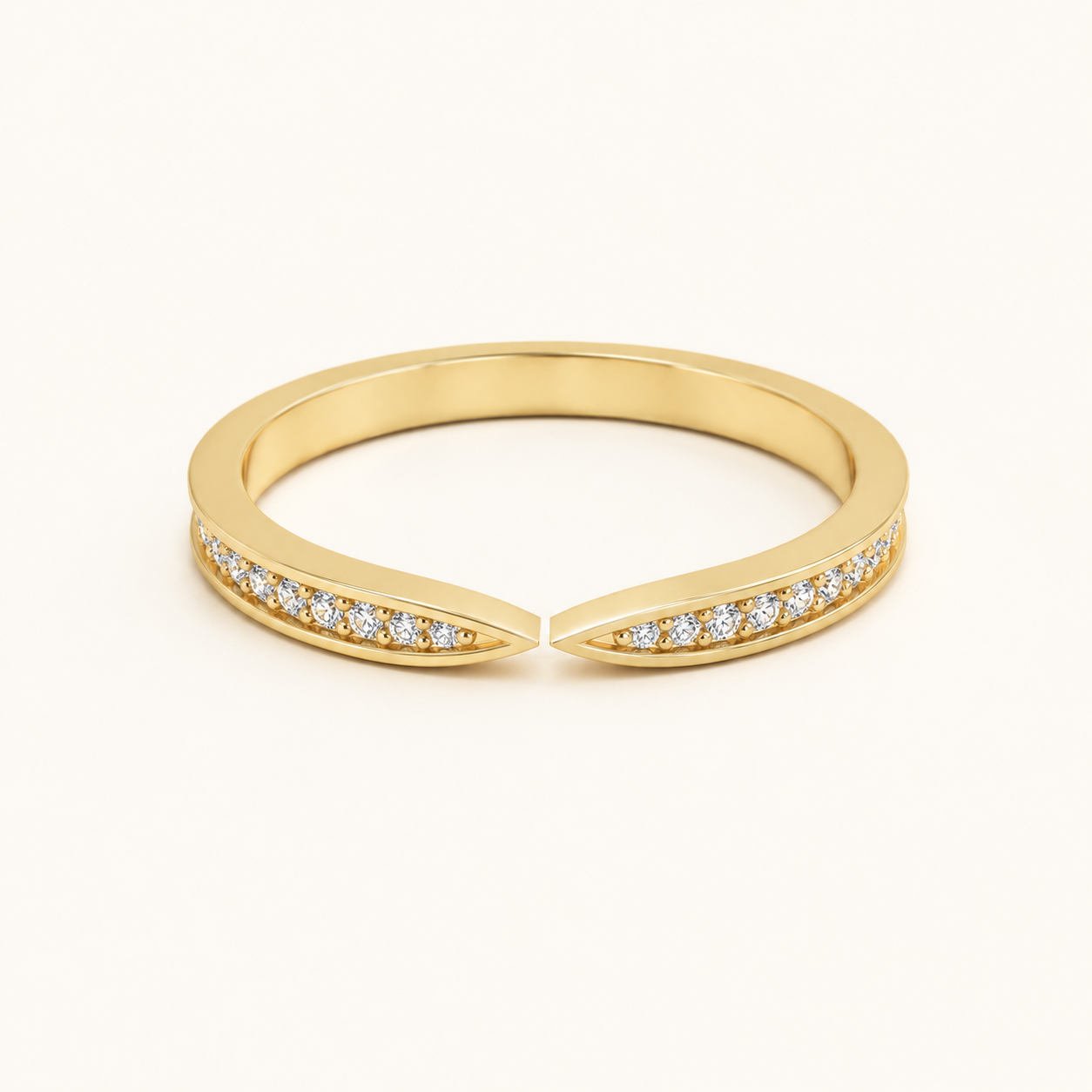 0.096 CT Round Diamond Open Band Ring in Yellow Gold, White Gold & Rose Gold