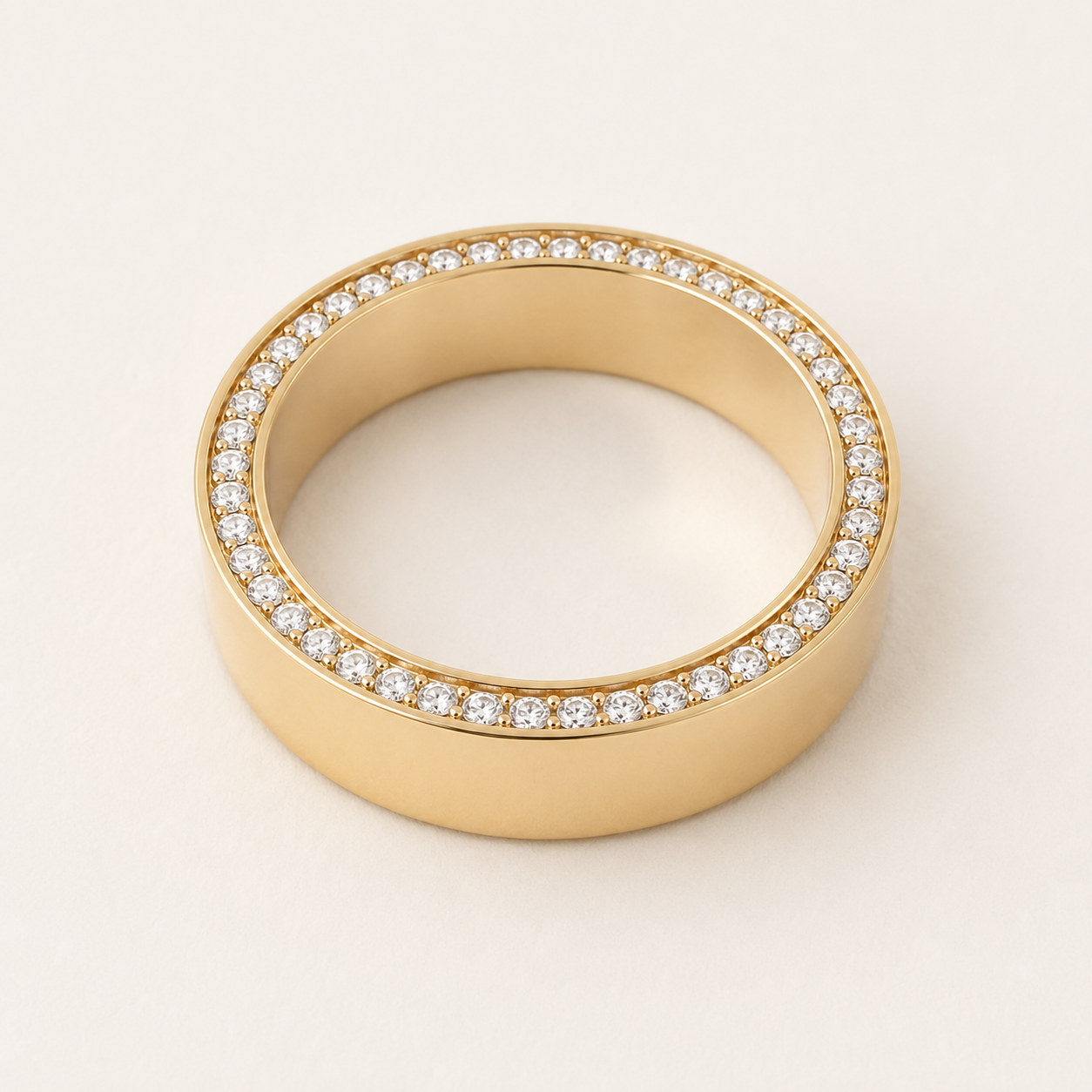 0.552 CT Round Diamond Wide Band Ring in Yellow Gold, White Gold & Rose Gold