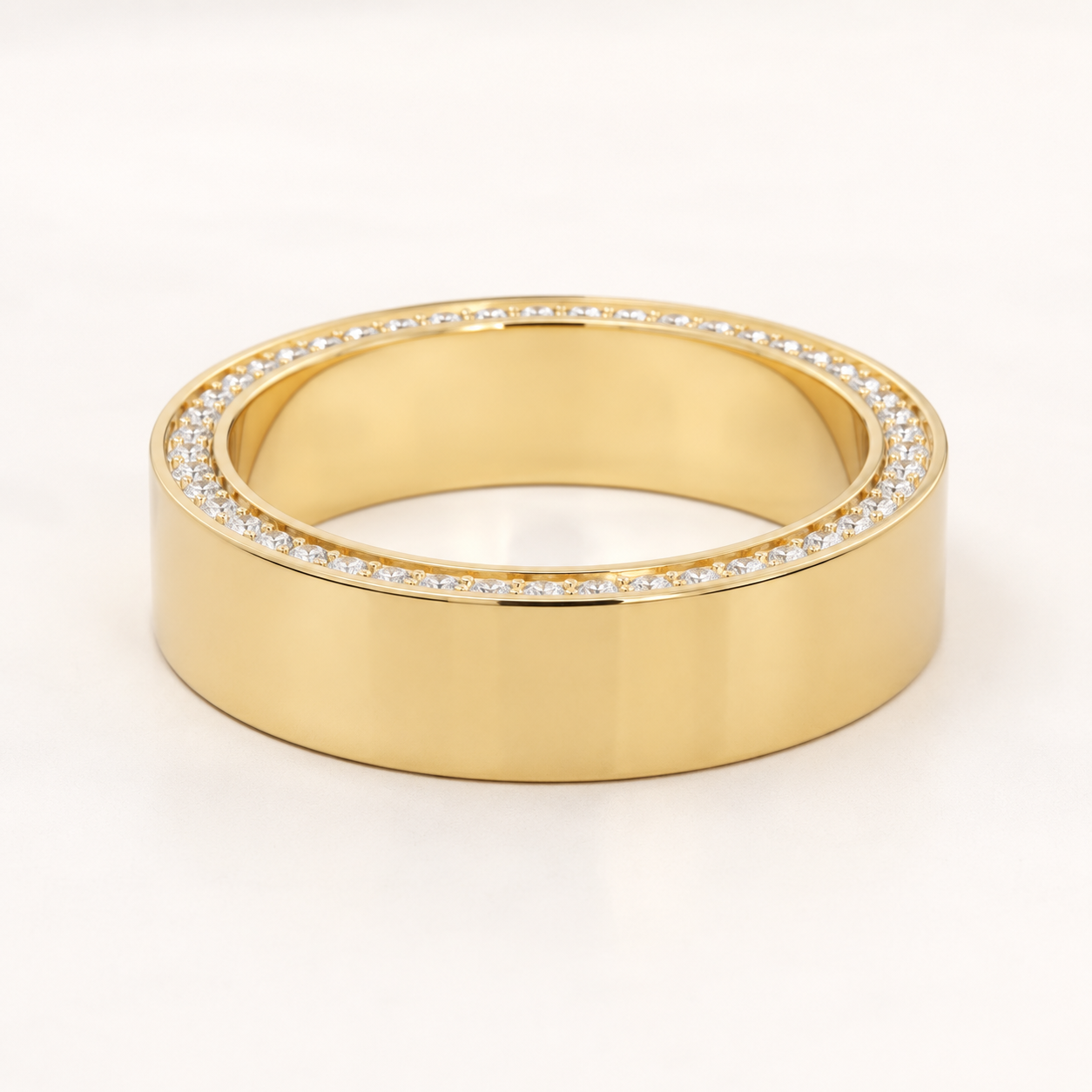 0.552 CT Round Diamond Wide Band Ring in Yellow Gold, White Gold & Rose Gold - view 2