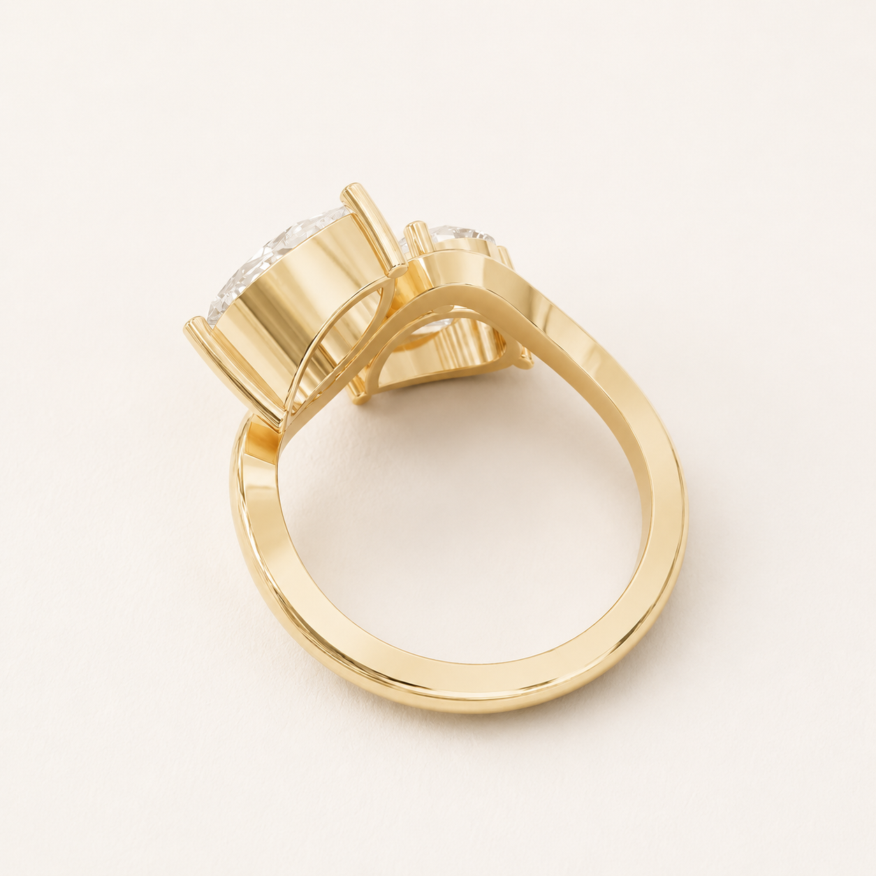 3.30 CT Pear Diamond Bypass Ring in Yellow Gold, White Gold & Rose Gold - view 2