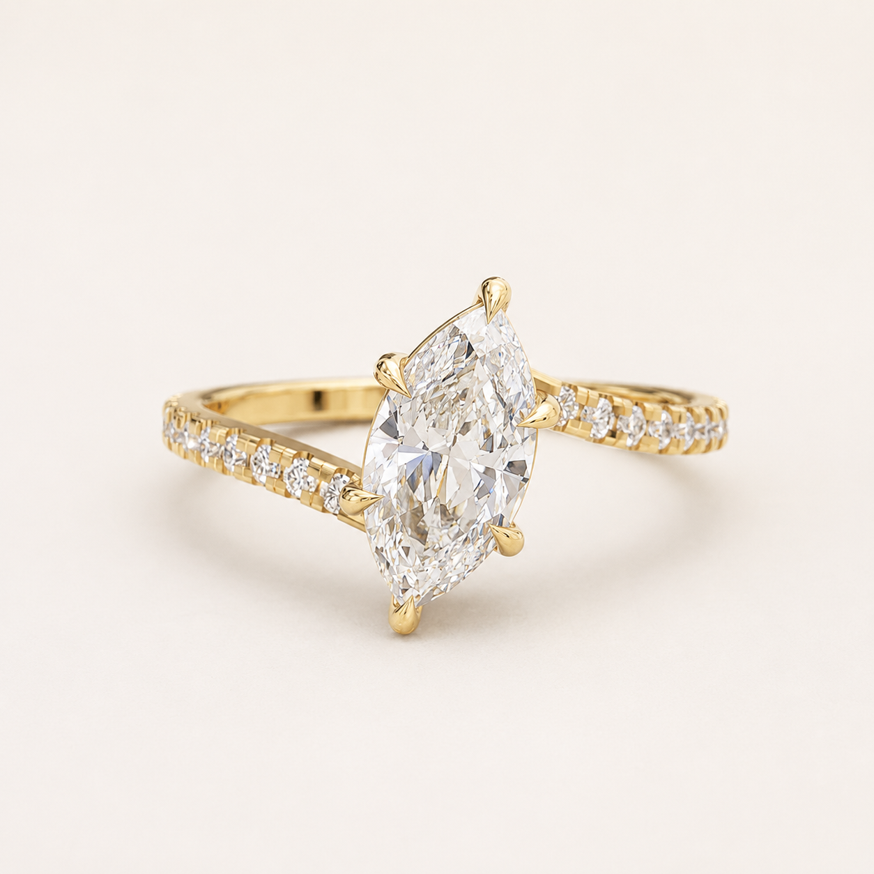 0.98 CT Marquise Diamond Ring in Yellow Gold, White Gold & Rose Gold