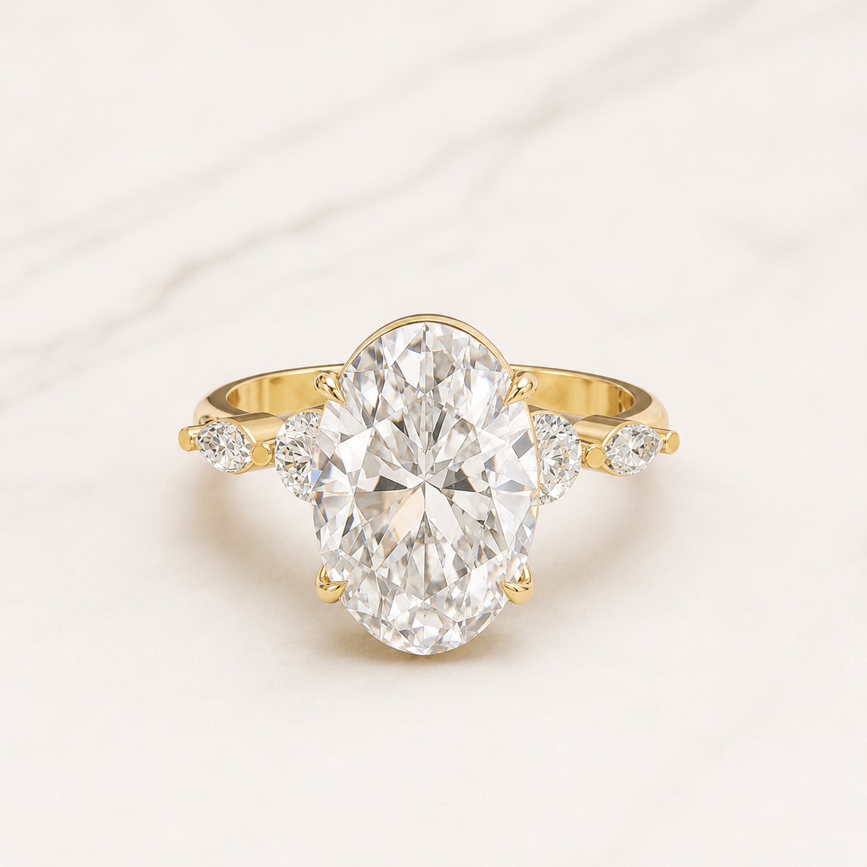 3.60 CT Oval Diamond Ring in Yellow Gold, White Gold & Rose Gold
