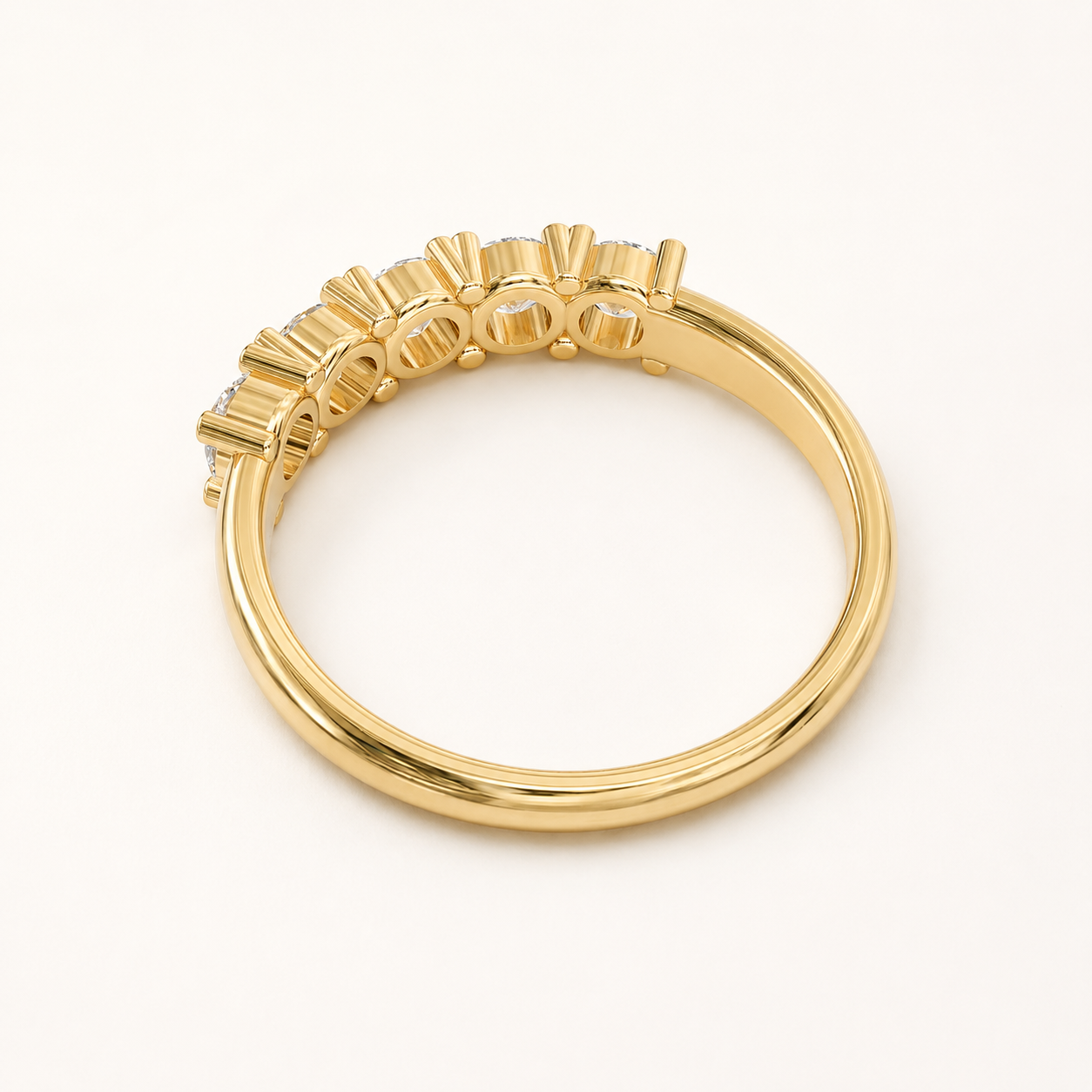 0.900 CT Round Diamond Five-Stone Ring in Yellow Gold, White Gold & Rose Gold - view 2