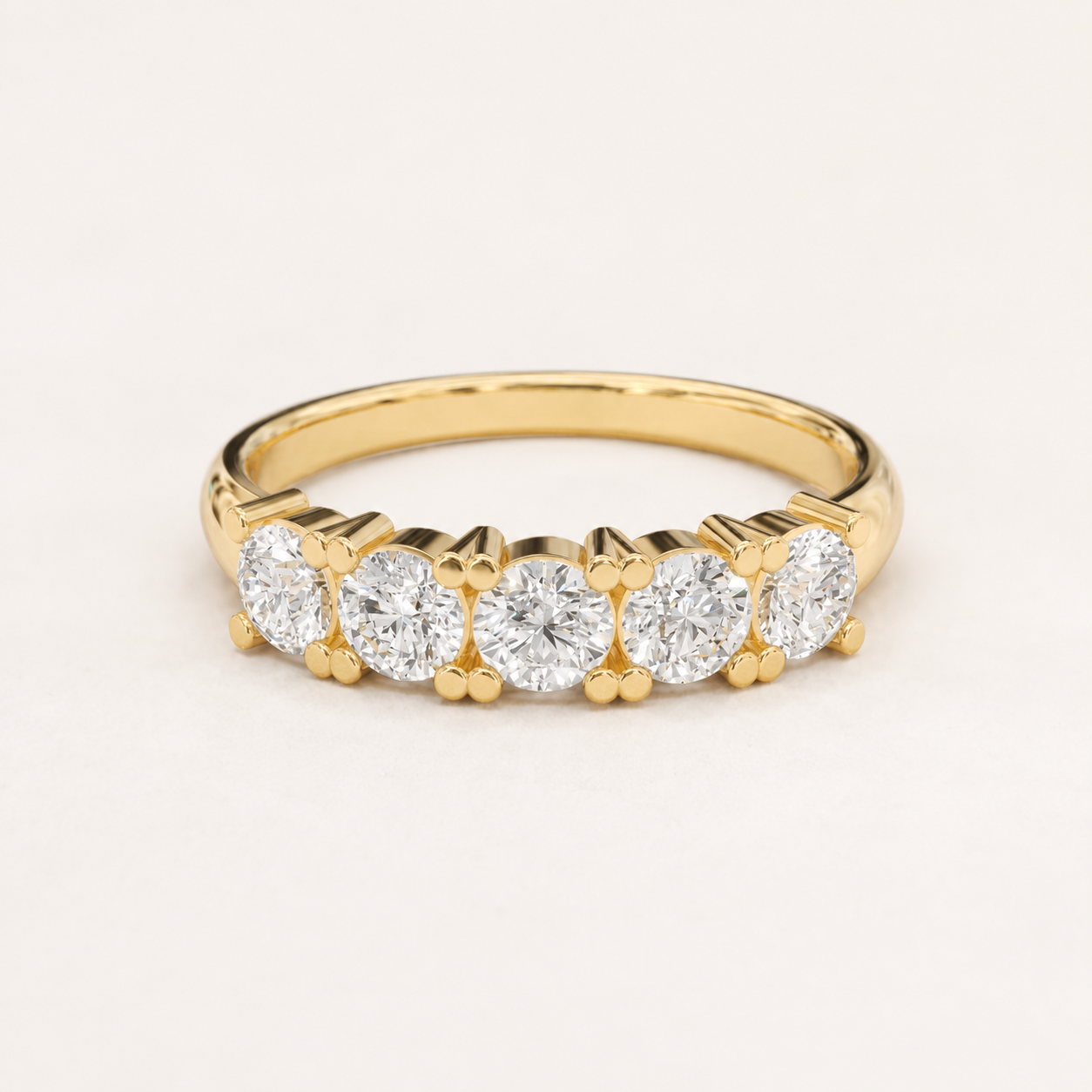 0.900 CT Round Diamond Five-Stone Ring in Yellow Gold, White Gold & Rose Gold