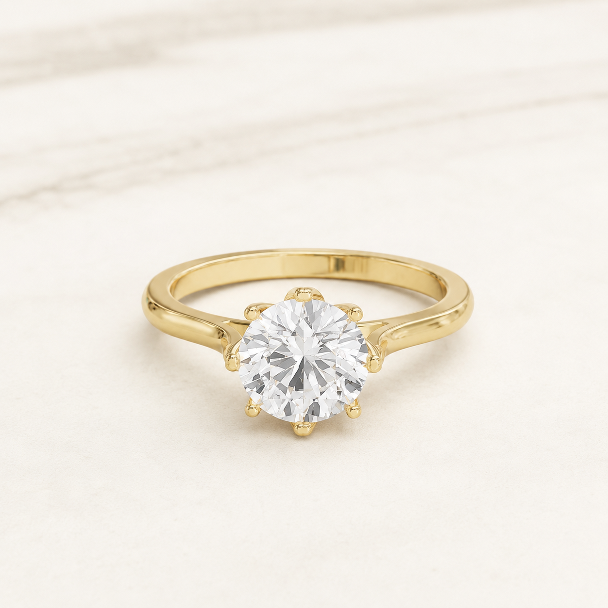 1.25 CT Round Diamond Solitaire Ring in Yellow Gold, White Gold & Rose Gold