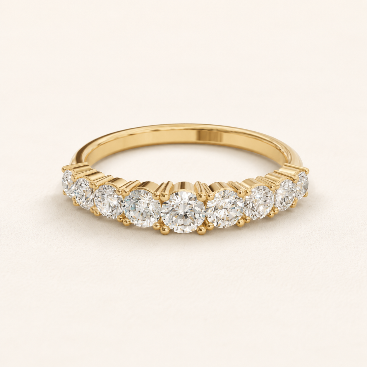 0.260 CT Round Diamond Half Eternity Ring in Yellow Gold, White Gold & Rose Gold