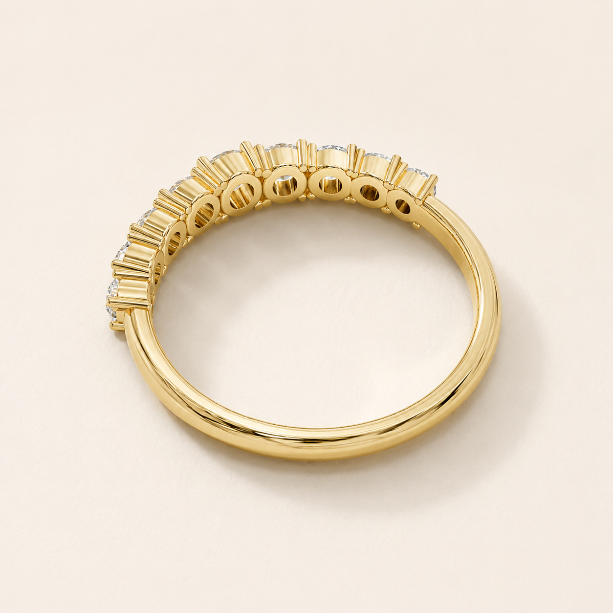 0.260 CT Round Diamond Half Eternity Ring in Yellow Gold, White Gold & Rose Gold - view 2