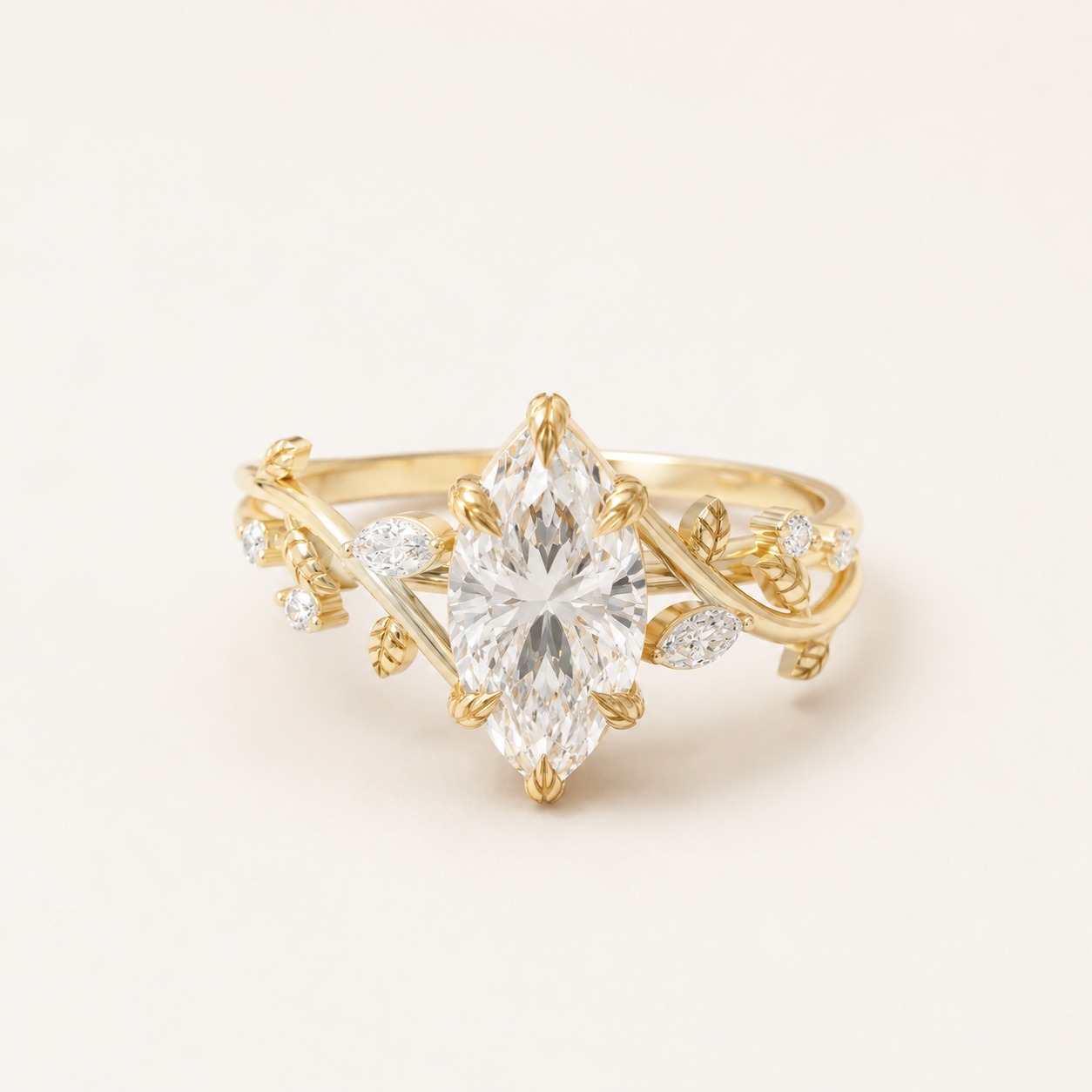 0.980 CT Marquise Diamond  Ring in Yellow Gold, White Gold & Rose Gold