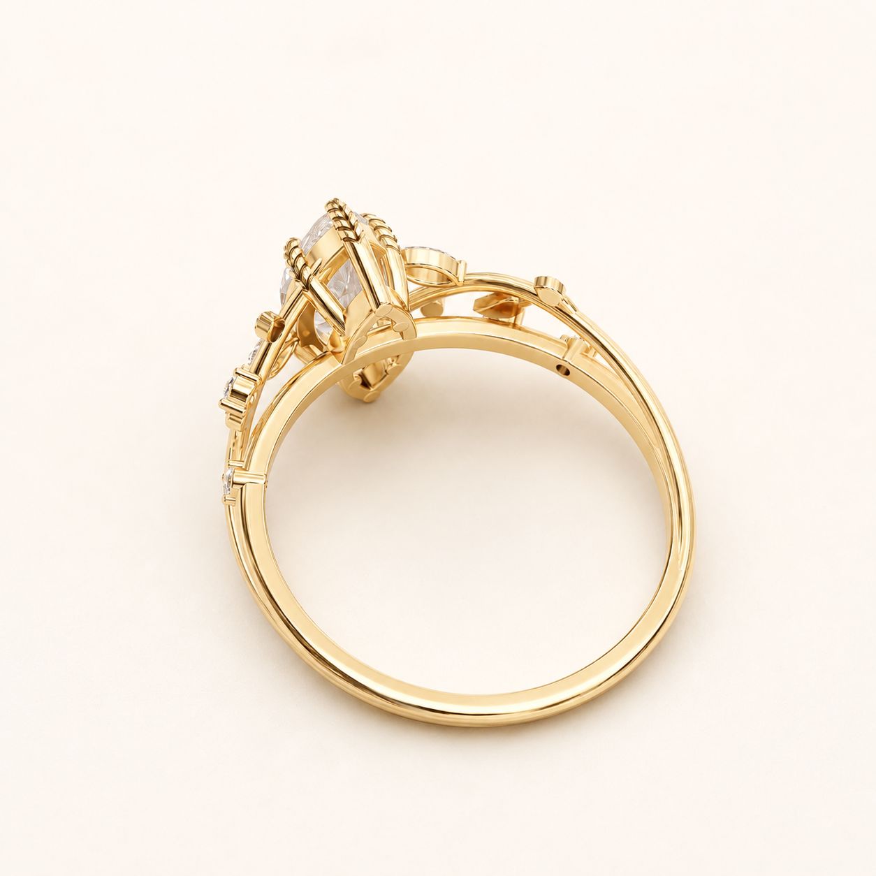 0.980 CT Marquise Diamond  Ring in Yellow Gold, White Gold & Rose Gold - view 2