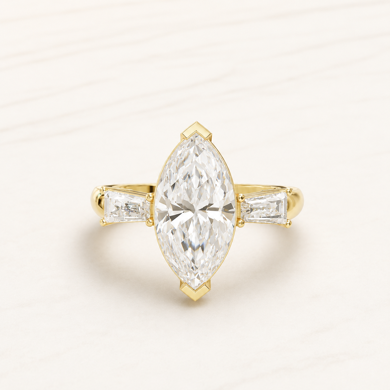 2.60 CT Marquise Diamond Ring in Yellow Gold, White Gold & Rose Gold