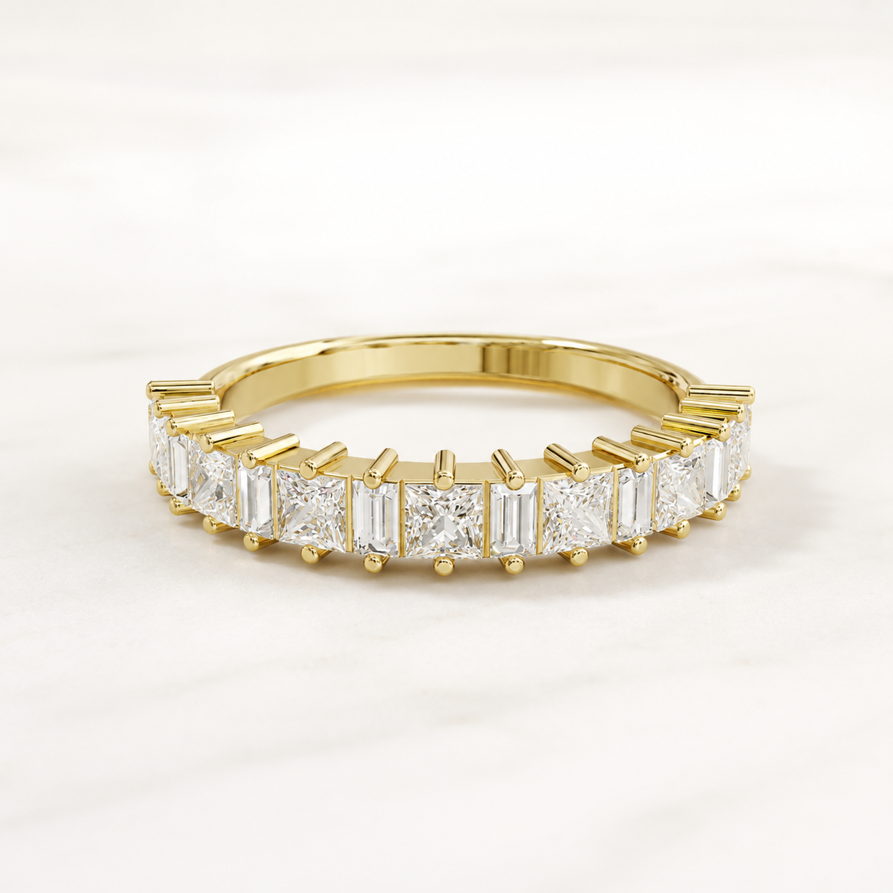 0.77 CT Princess Diamond Band Ring in Yellow Gold, White Gold & Rose Gold