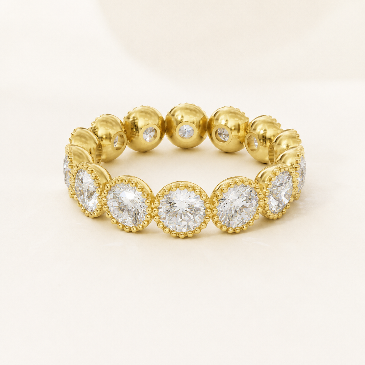 3.50 CT Round Diamond Eternity Band Ring in Yellow Gold, White Gold & Rose Gold