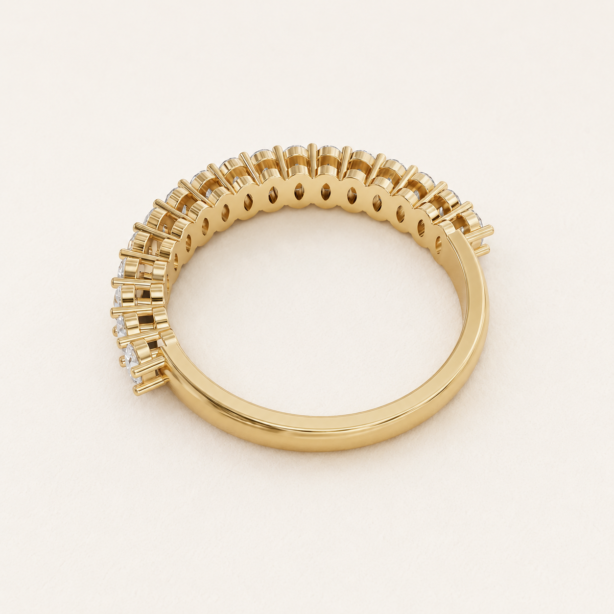 1.36 CT Oval Diamond Band Ring in Yellow Gold, White Gold & Rose Gold - view 2