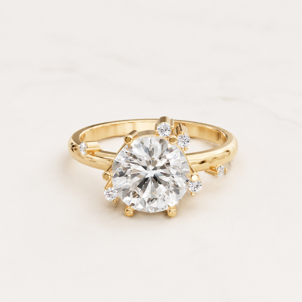 1.90 CT Round Diamond Ring in Yellow Gold, White Gold & Rose Gold