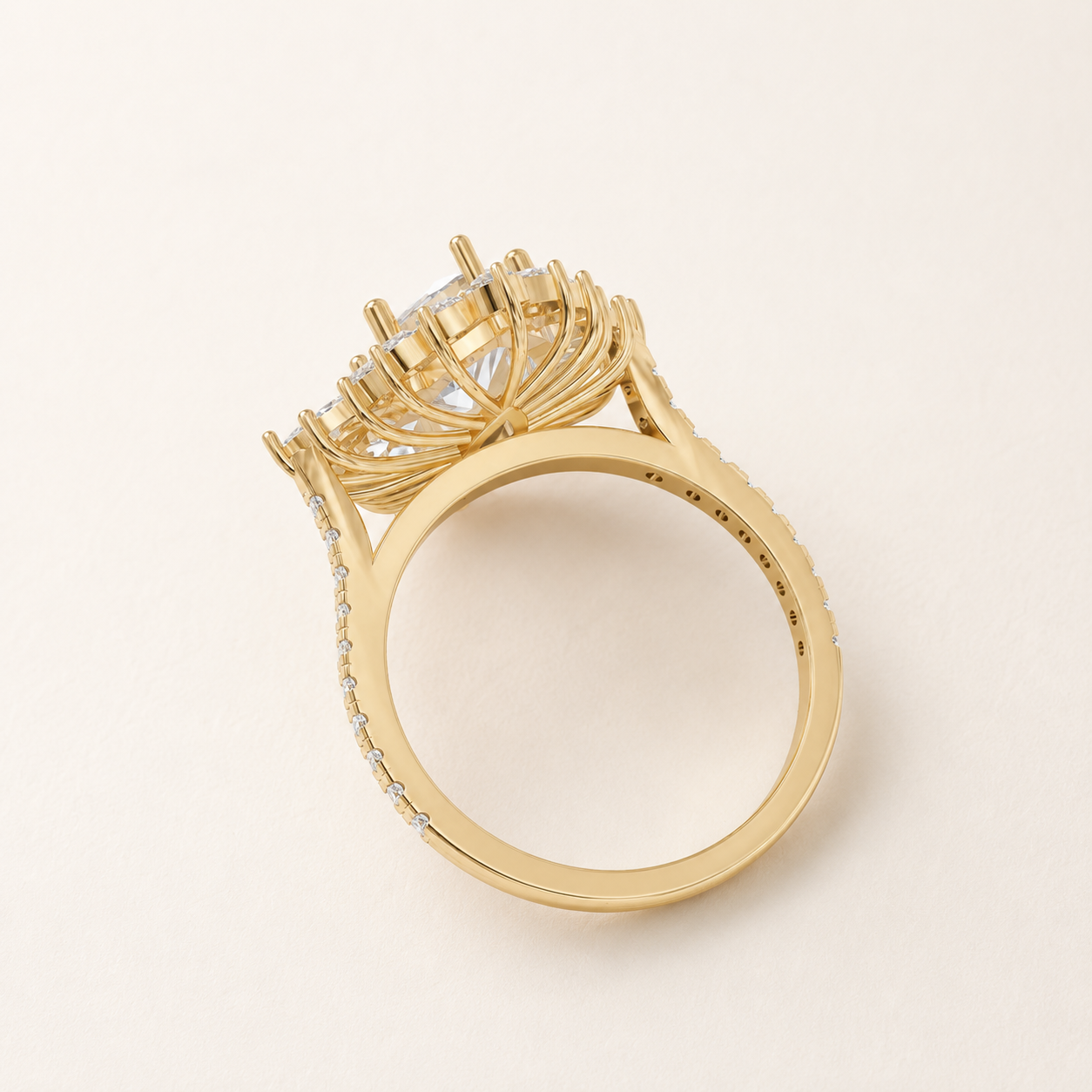 2.50 CT Marquise Diamond Halo Ring in Yellow Gold, White Gold & Rose Gold - view 2